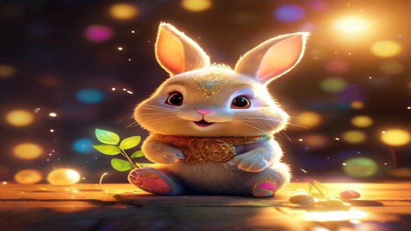 hình ảnh minh họa tuổi Mão cát tường bên những nhành lá xanh non đón sinh khí mới